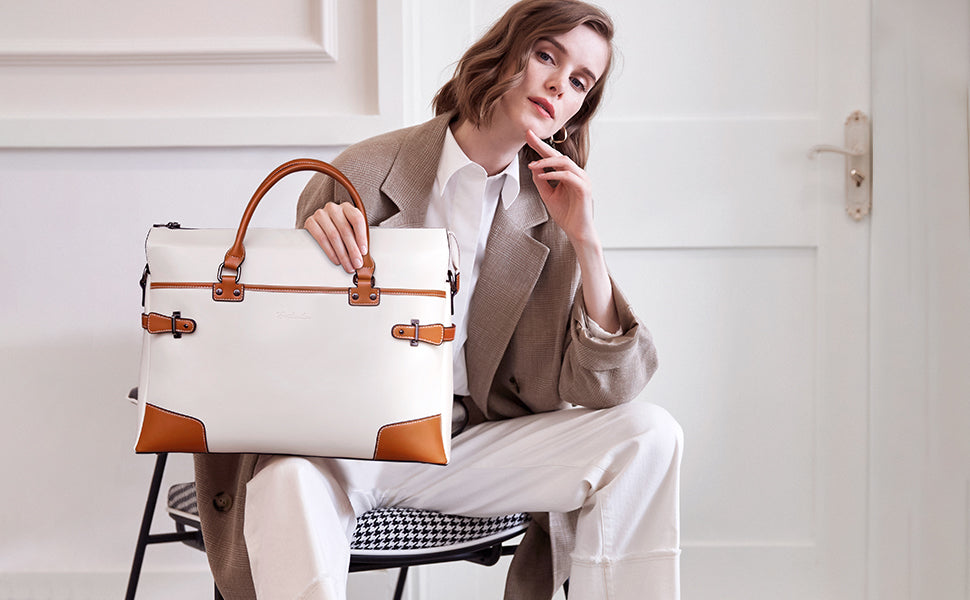 Buy Vintage Genuine Leather Tote Bag Handbag Shopper Purse Shoulder Bag for  Women Office Laptop Bag, Brown, Large at