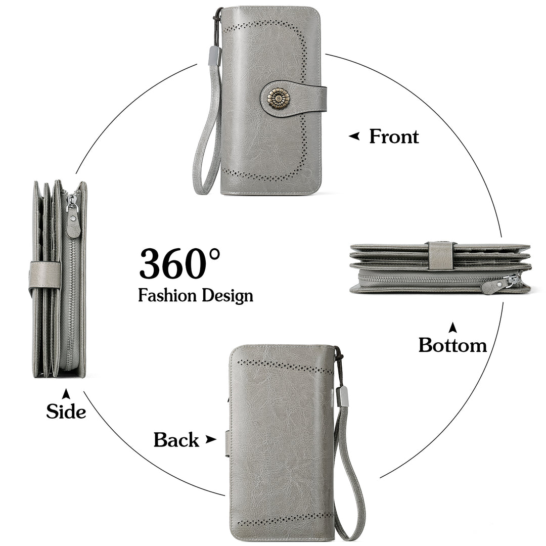 Lomy Big Wallet For Women With Wristlet —  Large Capacity