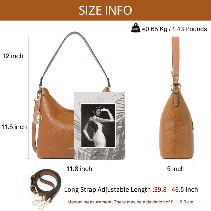 BOSTANTEN Leather Handbags for Women Soft Designer Shoulder Purses Ladies Fashion Crossbody Hobo Bags - BOSTANTEN