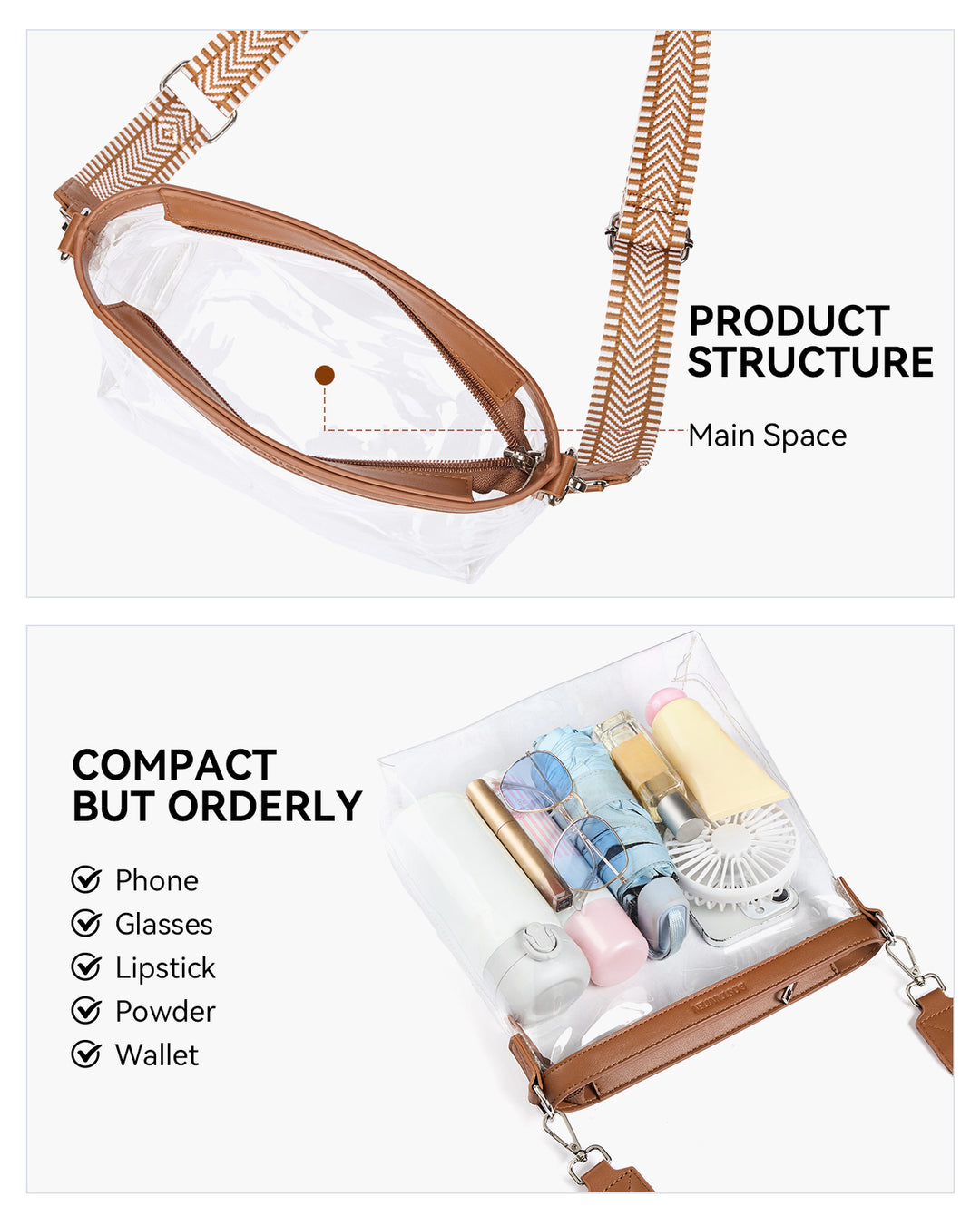 Clear Stadium Crossbody Shoulder Bag — Concert & Festival Approved