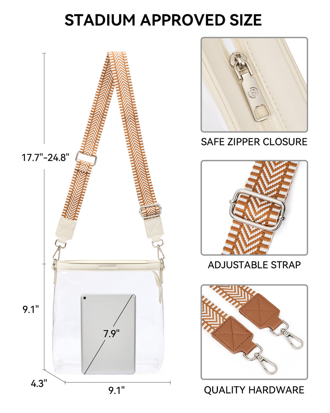 Clear Stadium Crossbody Shoulder Bag — Concert & Festival Approved