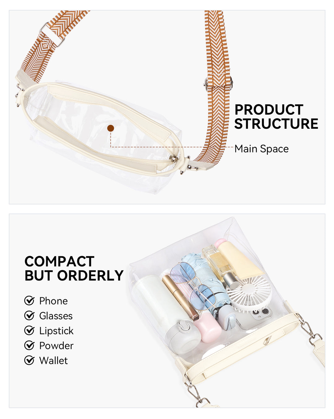Clear Stadium Crossbody Shoulder Bag — Concert & Festival Approved