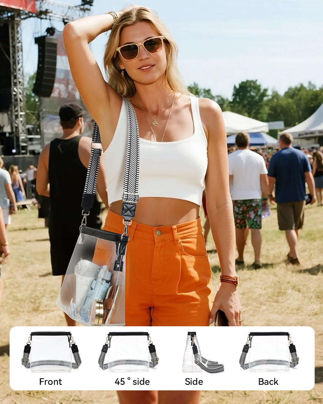 Clear Stadium Crossbody Shoulder Bag — Concert & Festival Approved