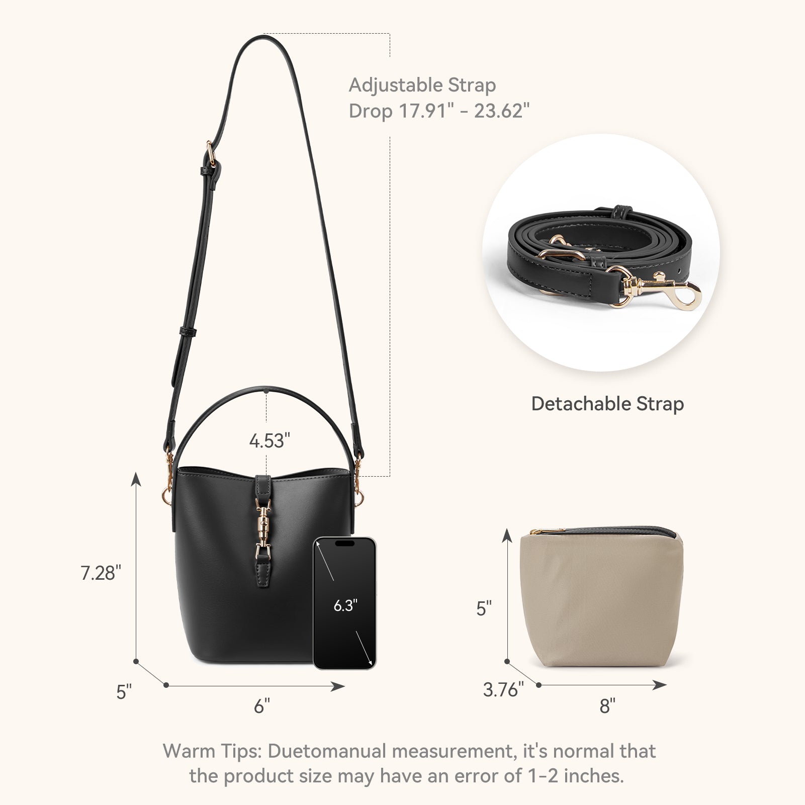 Harper Jones Bucket Shoulder Bag – Gold Clasp Crossbody – BOSTANTEN