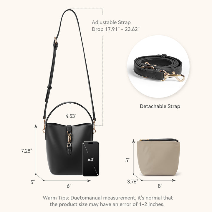 Harper Jones Bucket Shoulder Bag – Gold Clasp Crossbody