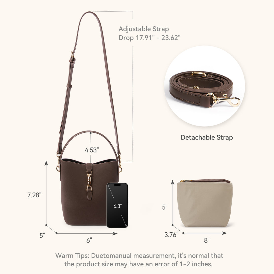 Harper Jones Bucket Shoulder Bag – Gold Clasp Crossbody