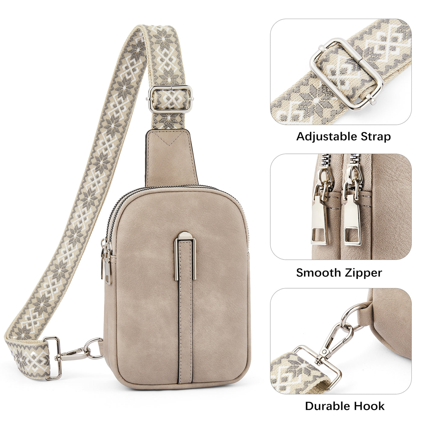 Aurora Adjustable Embroidered Shoulder Strap  Crossbody Bag for Women