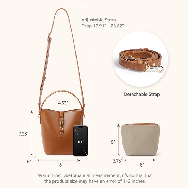 Harper Jones Bucket Shoulder Bag – Gold Clasp Crossbody