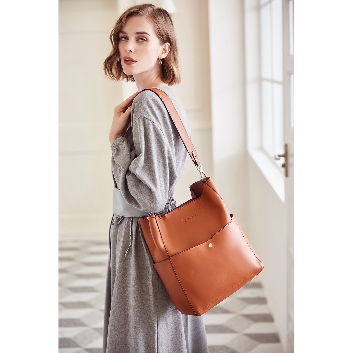 Lotty Leather Hobo Bag With 2 Shoulder Straps