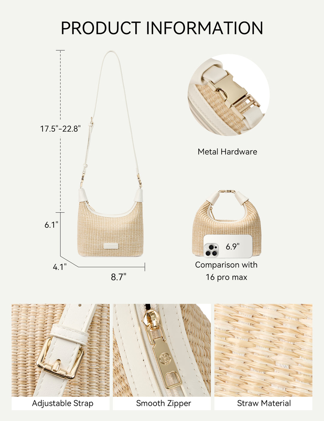 Cruze Raffia Clutch & Crossbody Bag – Convertible DIY Belt