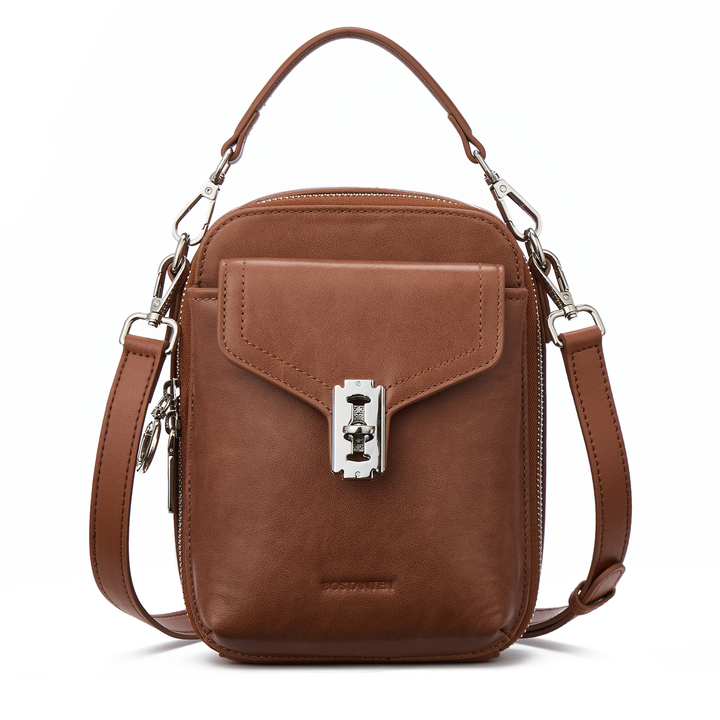 leather crossbody phone bag #brown
