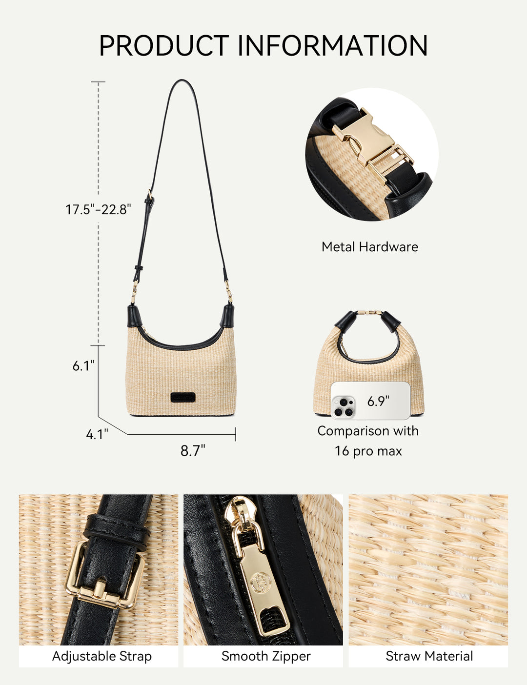 Cruze Raffia Clutch & Crossbody Bag – Convertible DIY Belt