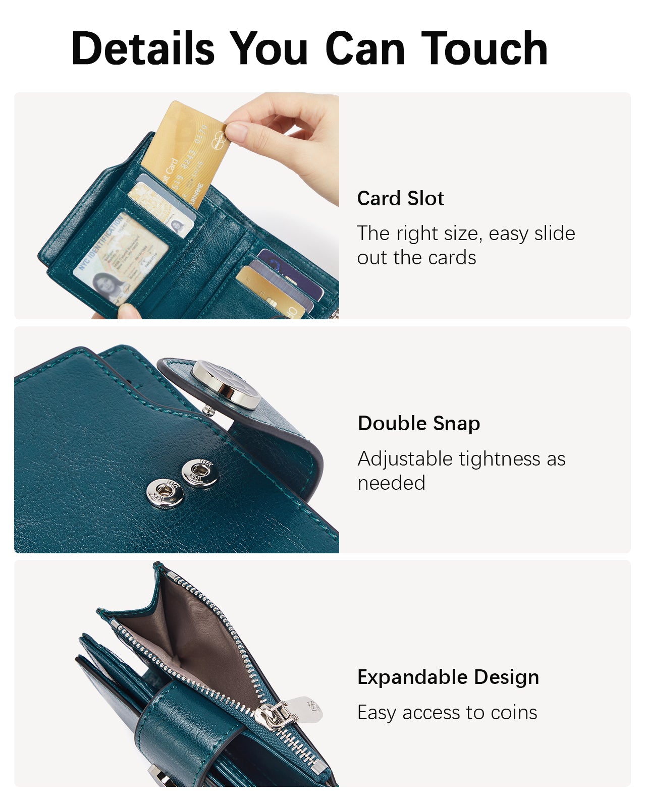 Small RFID Blocking Bifold Zipper Pocket Wallet Card Case