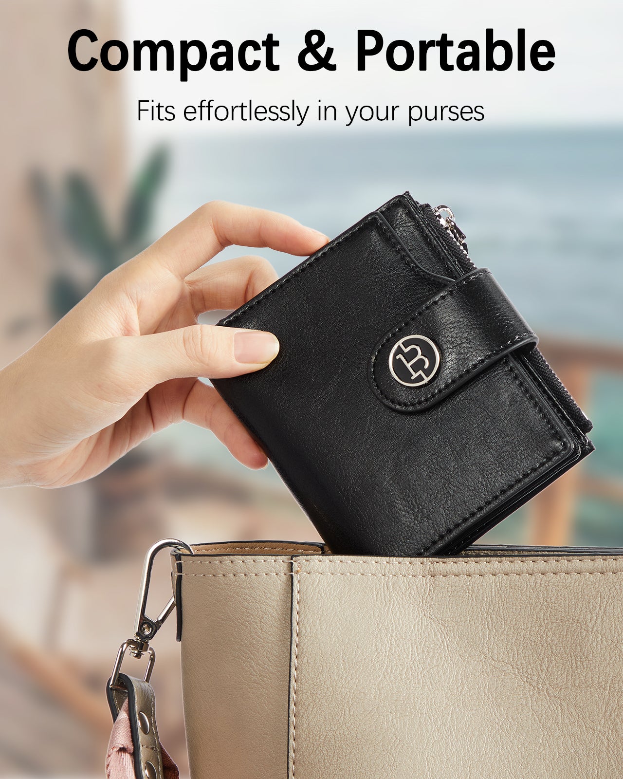 Luna Small RFID Blocking Bifold Zipper Pocket Wallet Card Case with ID Window