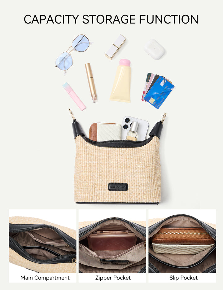 Cruze Raffia Clutch & Crossbody Bag – Convertible DIY Belt