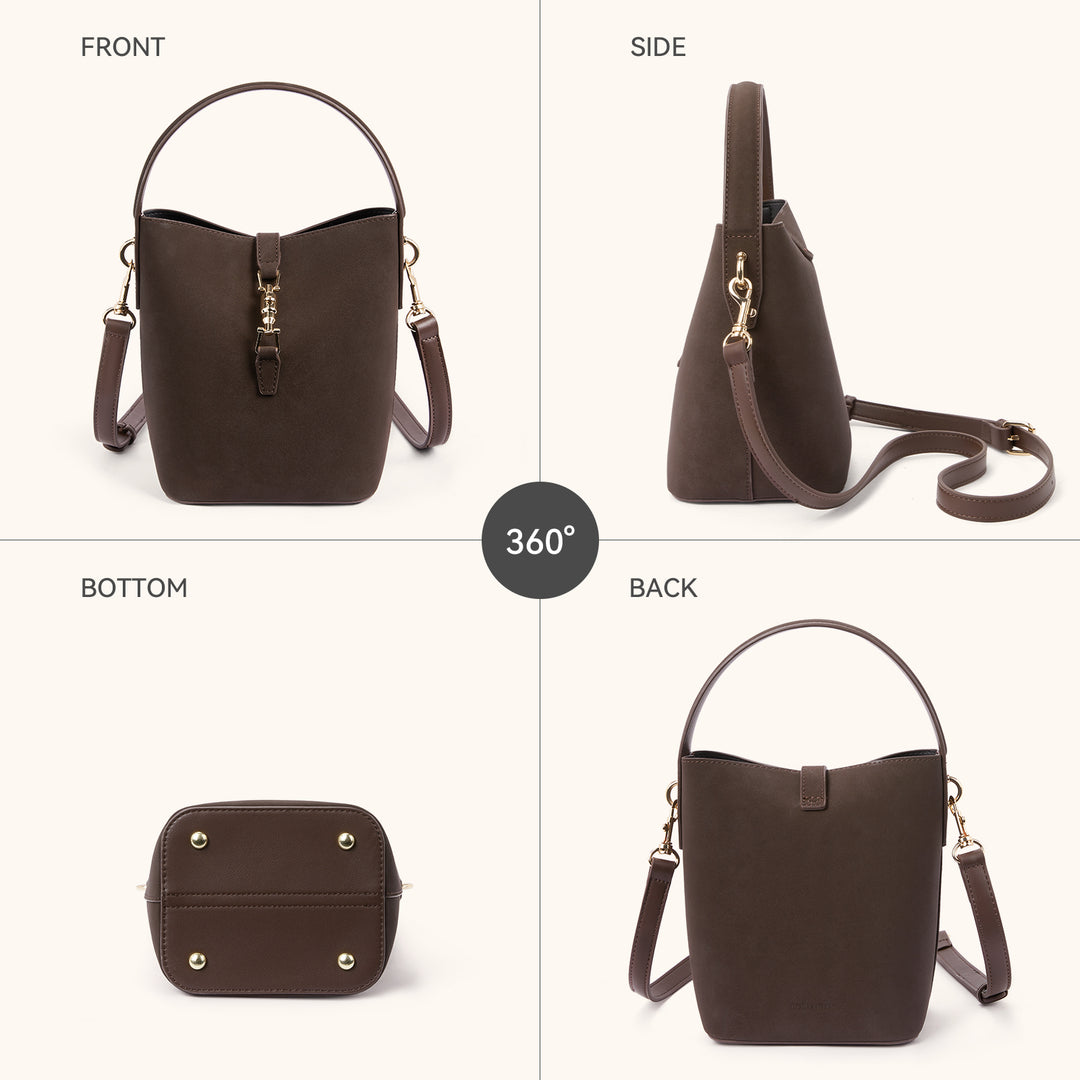 Harper Jones Bucket Shoulder Bag – Gold Clasp Crossbody