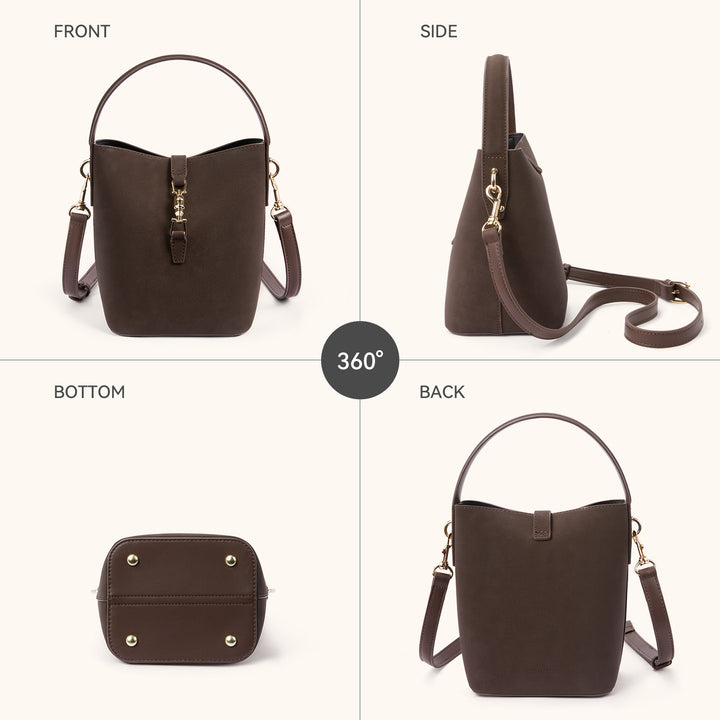 Harper Jones Bucket Shoulder Bag – Gold Clasp Crossbody