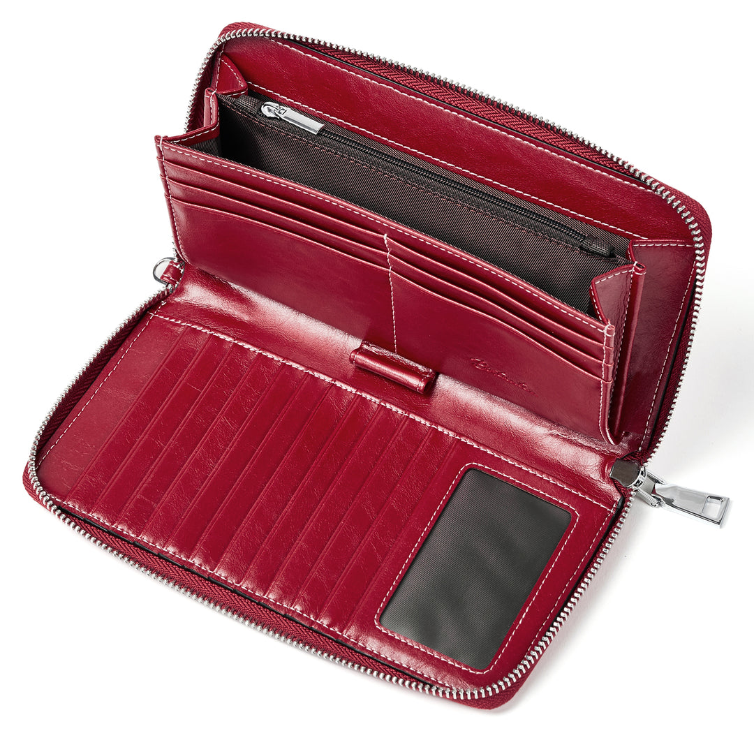 Rozenn Zipper Wallet Phone Clutch With Wristlet Strap - Red