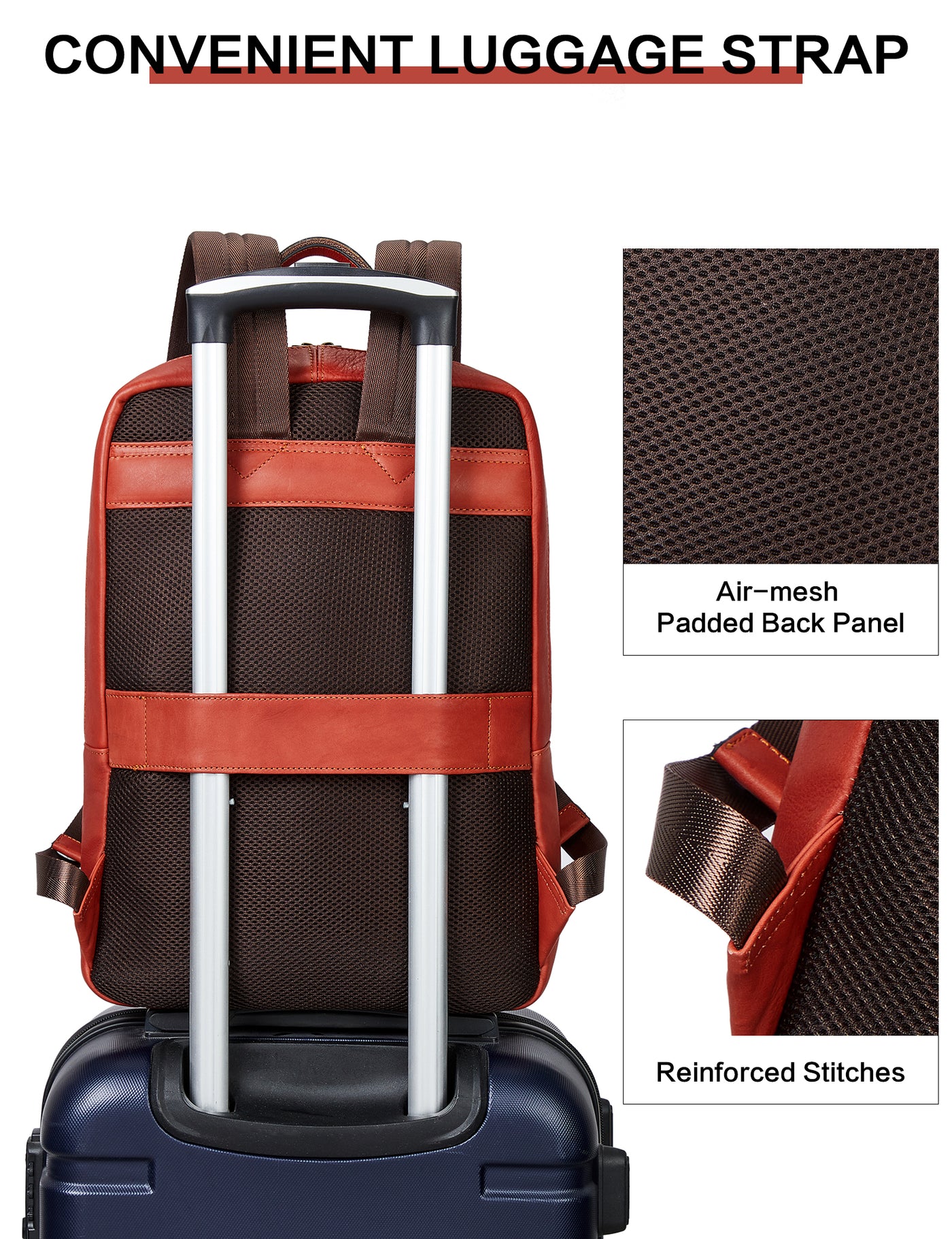 Minoru Men‘s 15.6 Inch Laptop Backpack Travel Bag - Vermilion Fashion