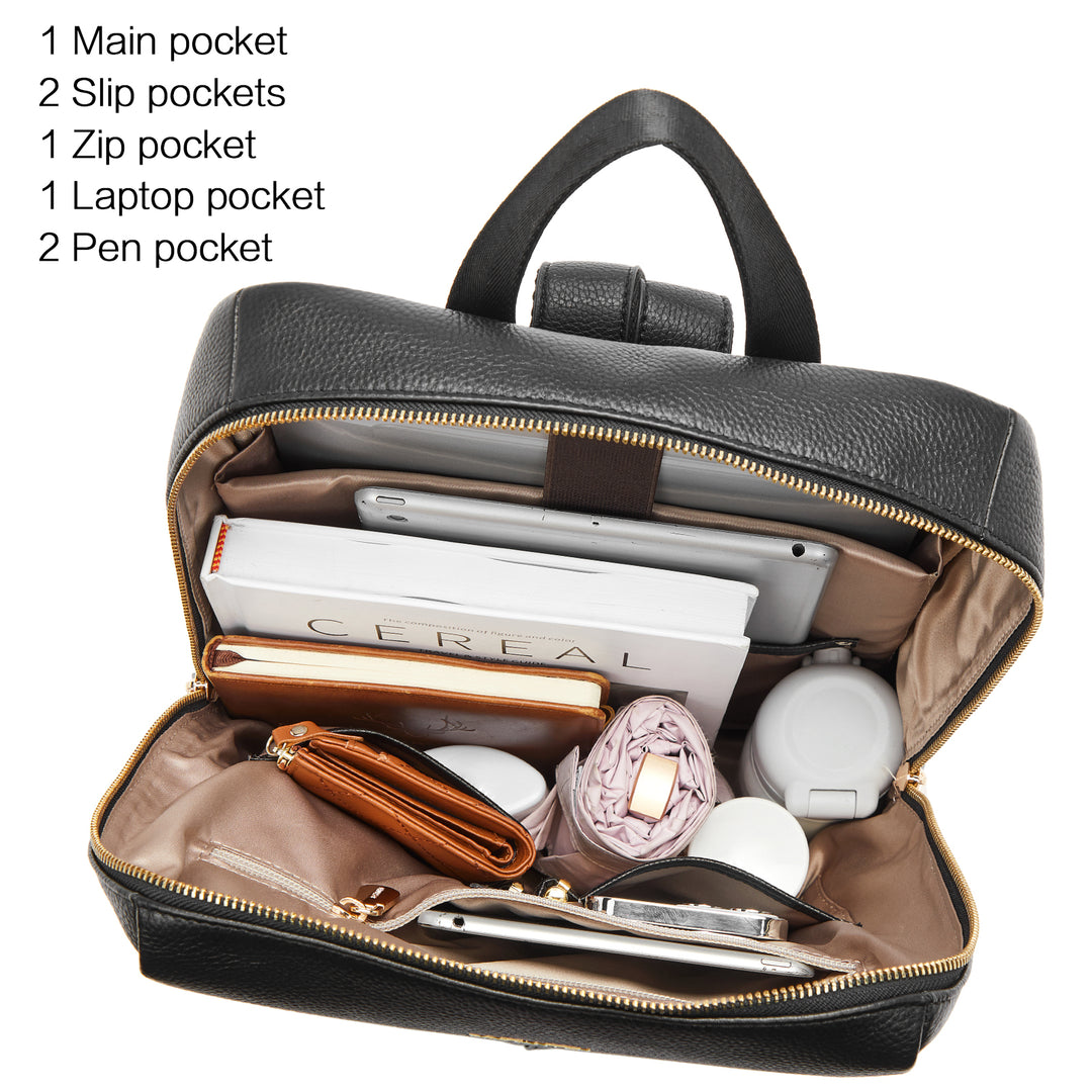 bostanten genuine leather backpack purse BOSTANTEN Leather Laptop Backpack for Women 15.6 inch Computer Bag College Shoulder Bag Casual Daypack Travel Bag