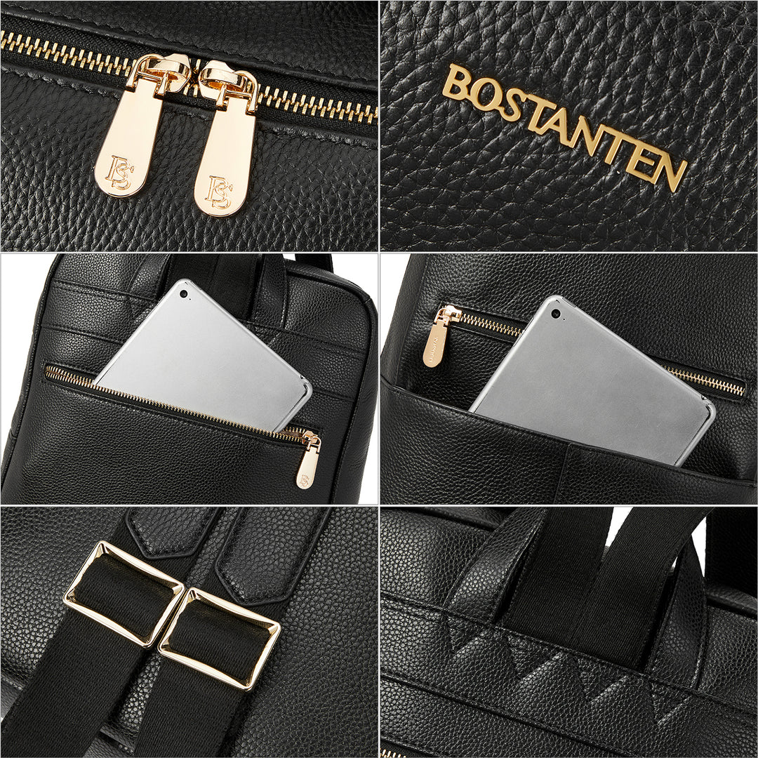 bostanten leather casual backpack BOSTANTEN Leather Laptop Backpack for Women 15.6 inch Computer Bag College Shoulder Bag Casual Daypack Travel Bag