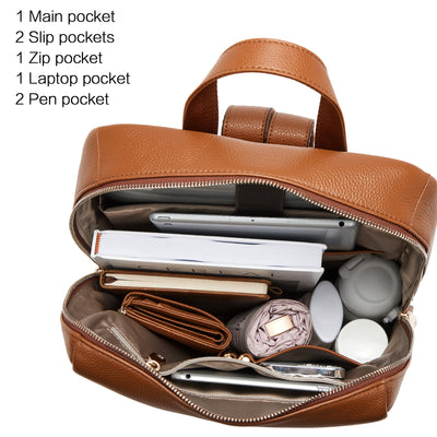Vallis Women's Multi-Pocket Leather Backpack