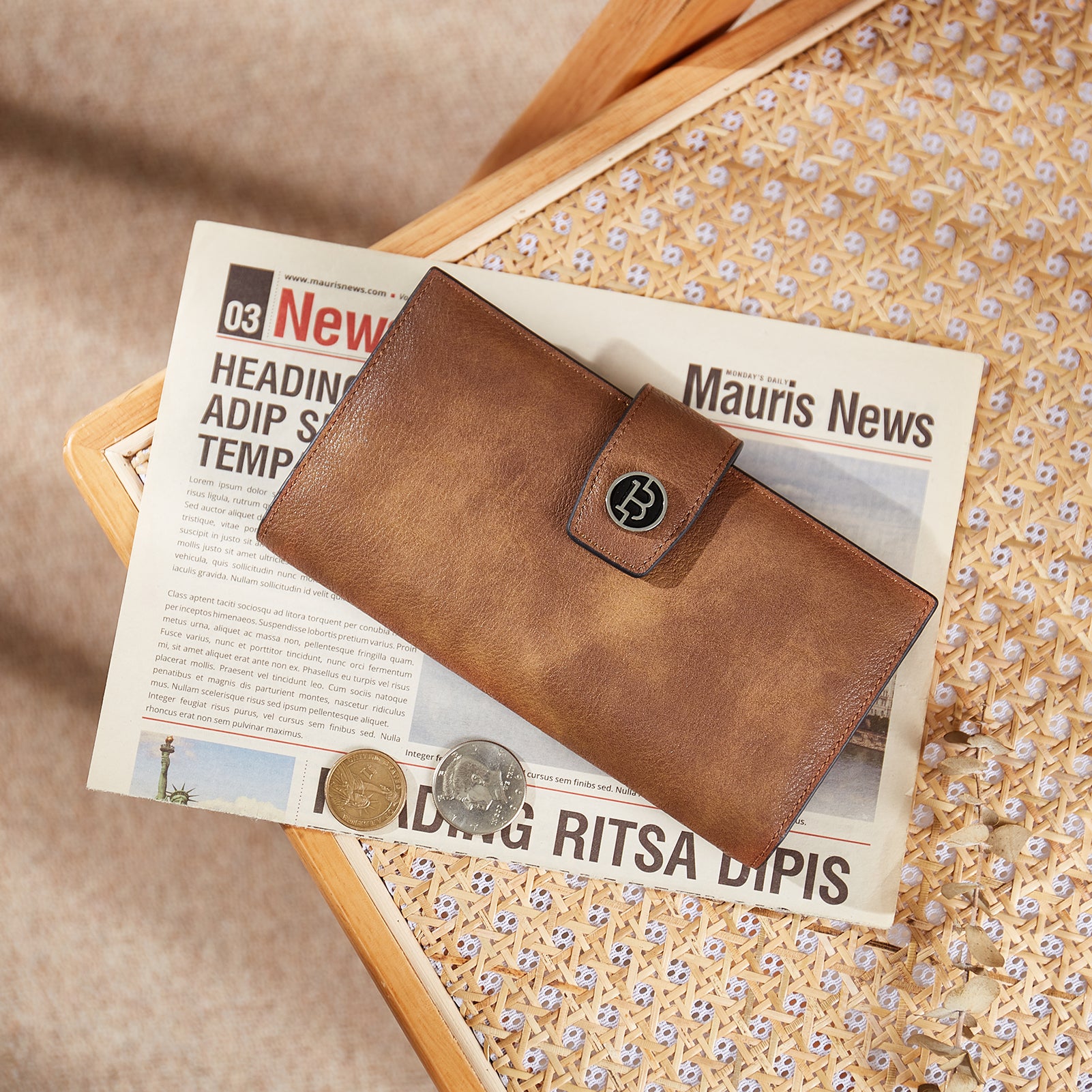 Lomy RFID Genuine Leather Wallet For Women With Zipper Pocket