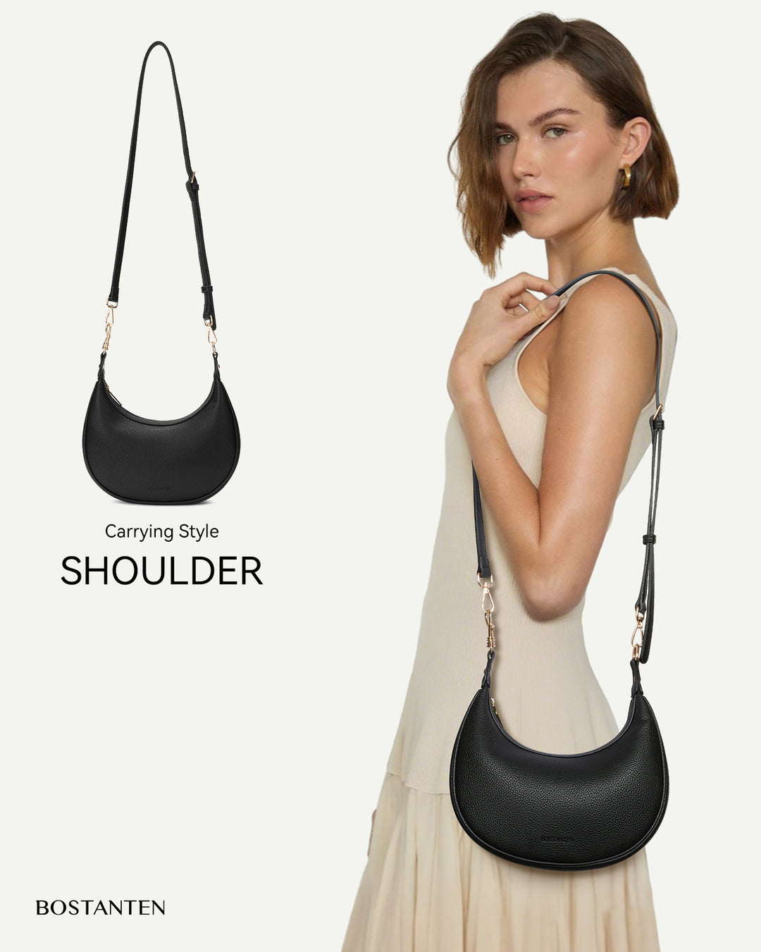 KWELI Crescent Clutch Handbag — Removable Shoulder Strap