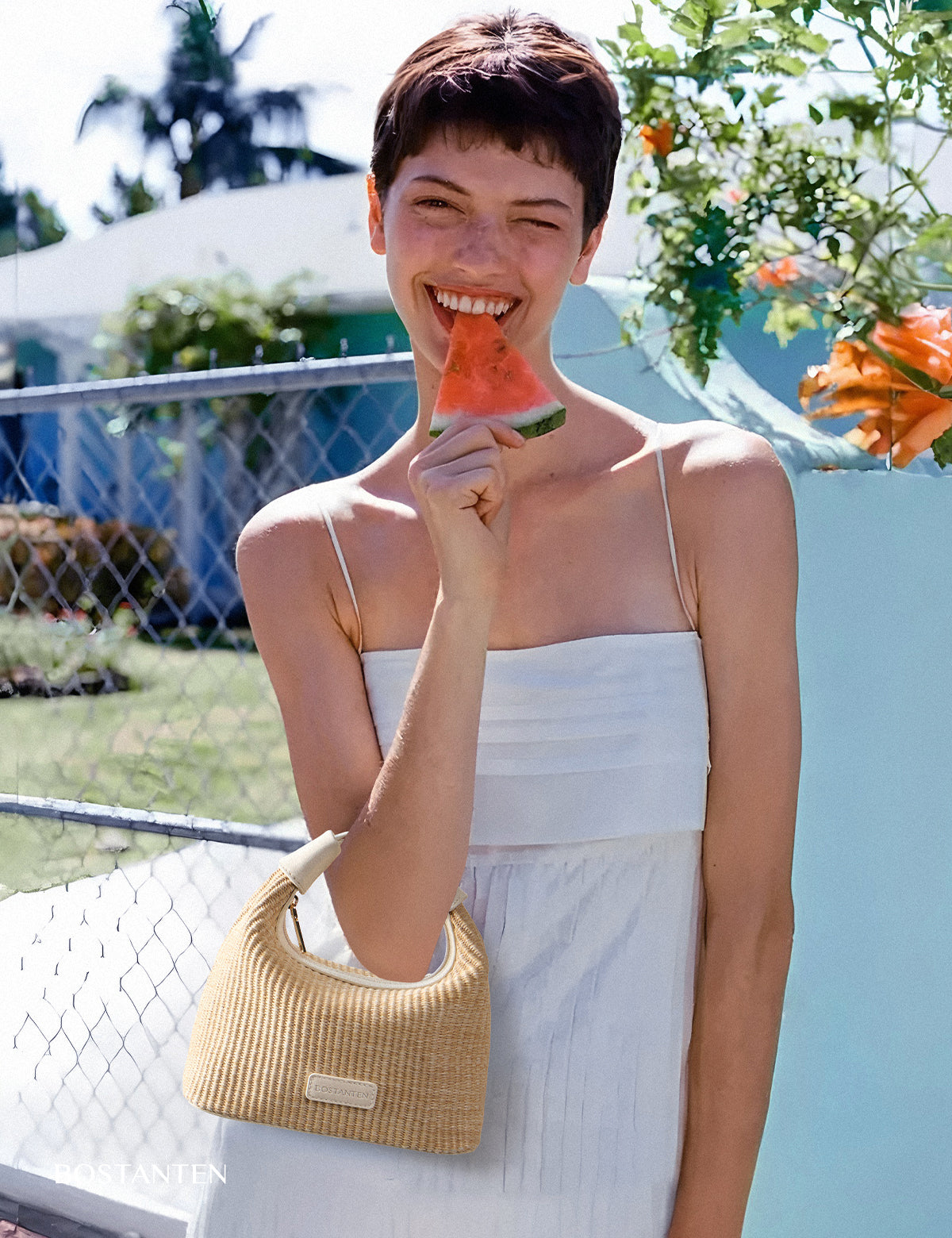 BolsaSovelana ハンドバッグ Cruze Raffia Clutch & Crossbody Bag – Convertible DIY Belt – BOSTANTEN