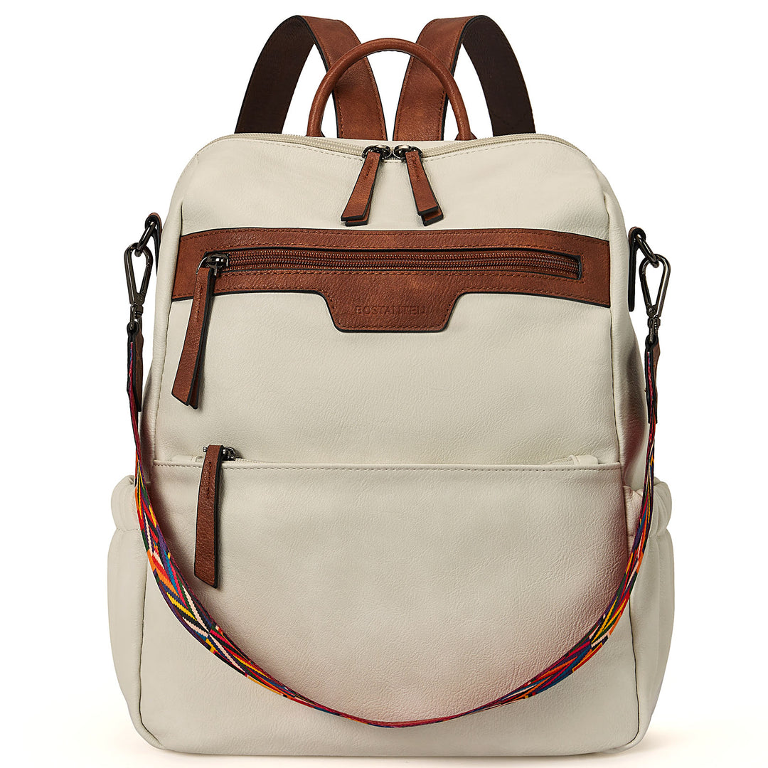 bostanten geniune leather backpack purse fashion Nombongo Waterproof Leather Backpack with Colorful Convertible Strap