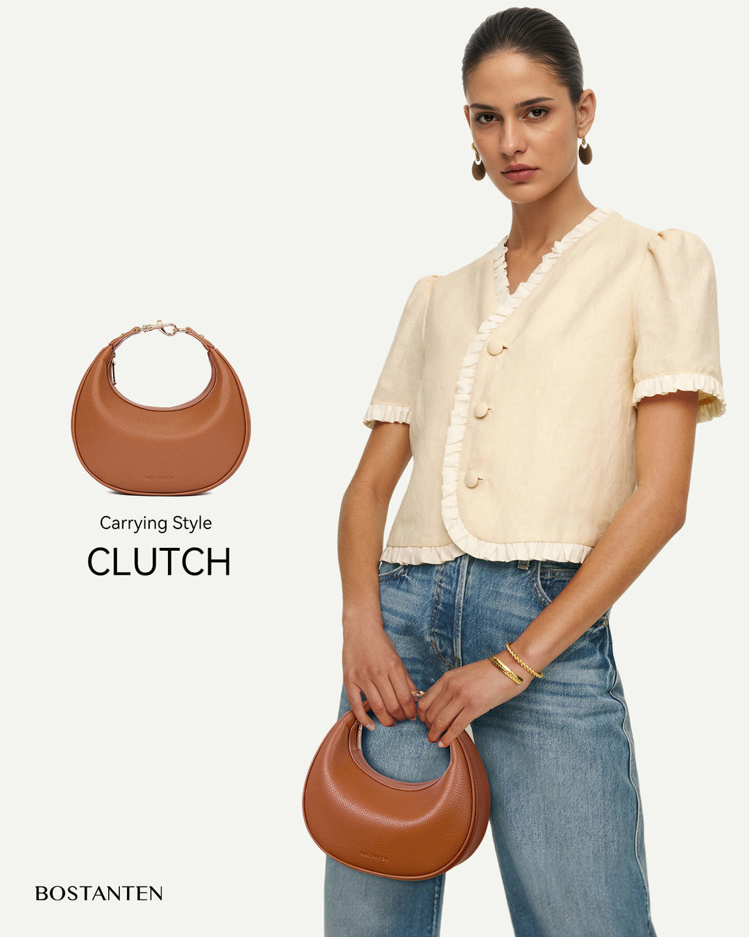 KWELI Crescent Clutch Handbag — Removable Shoulder Strap