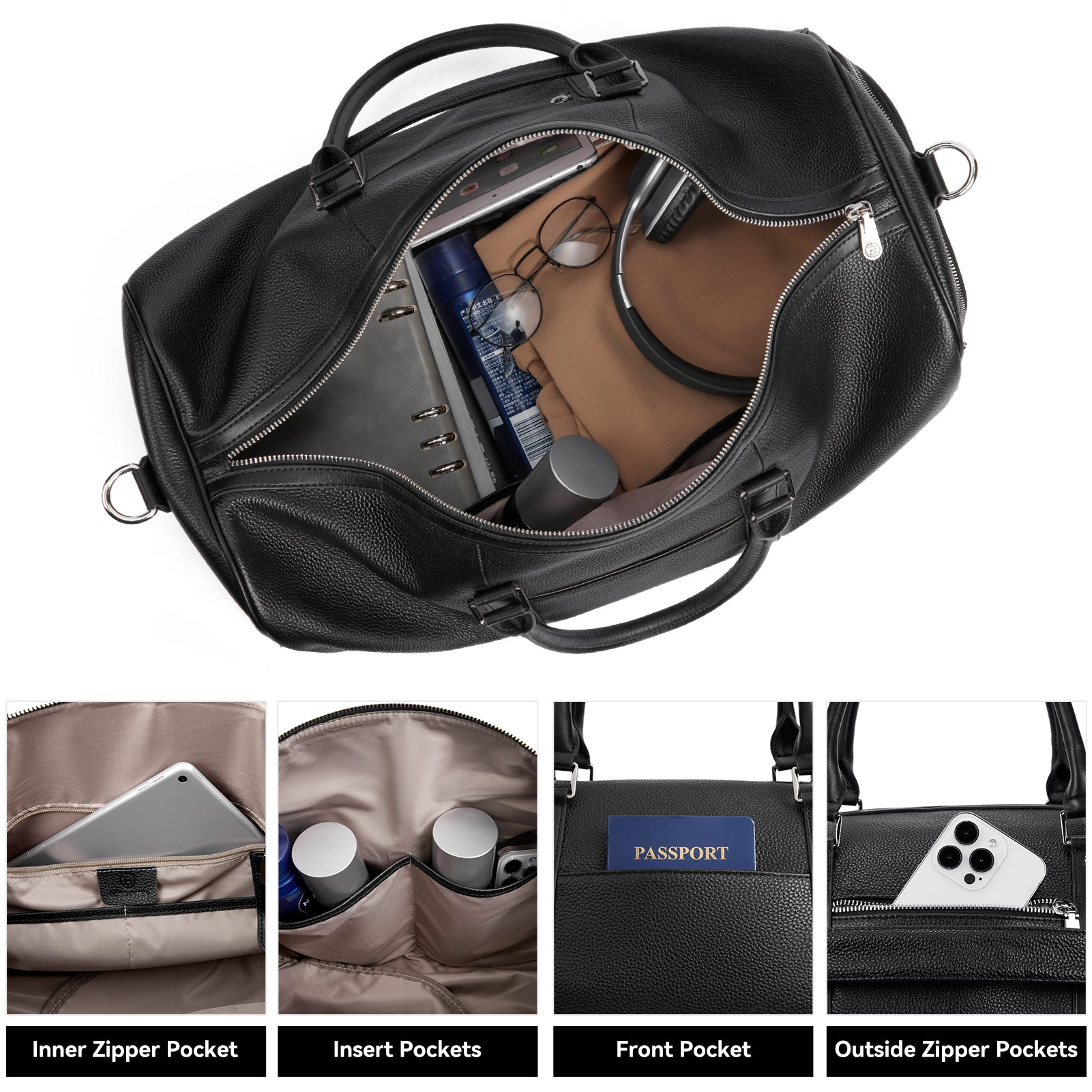 Vixen Black Leather Duffle Bag: A Luxurious and Durable Travel