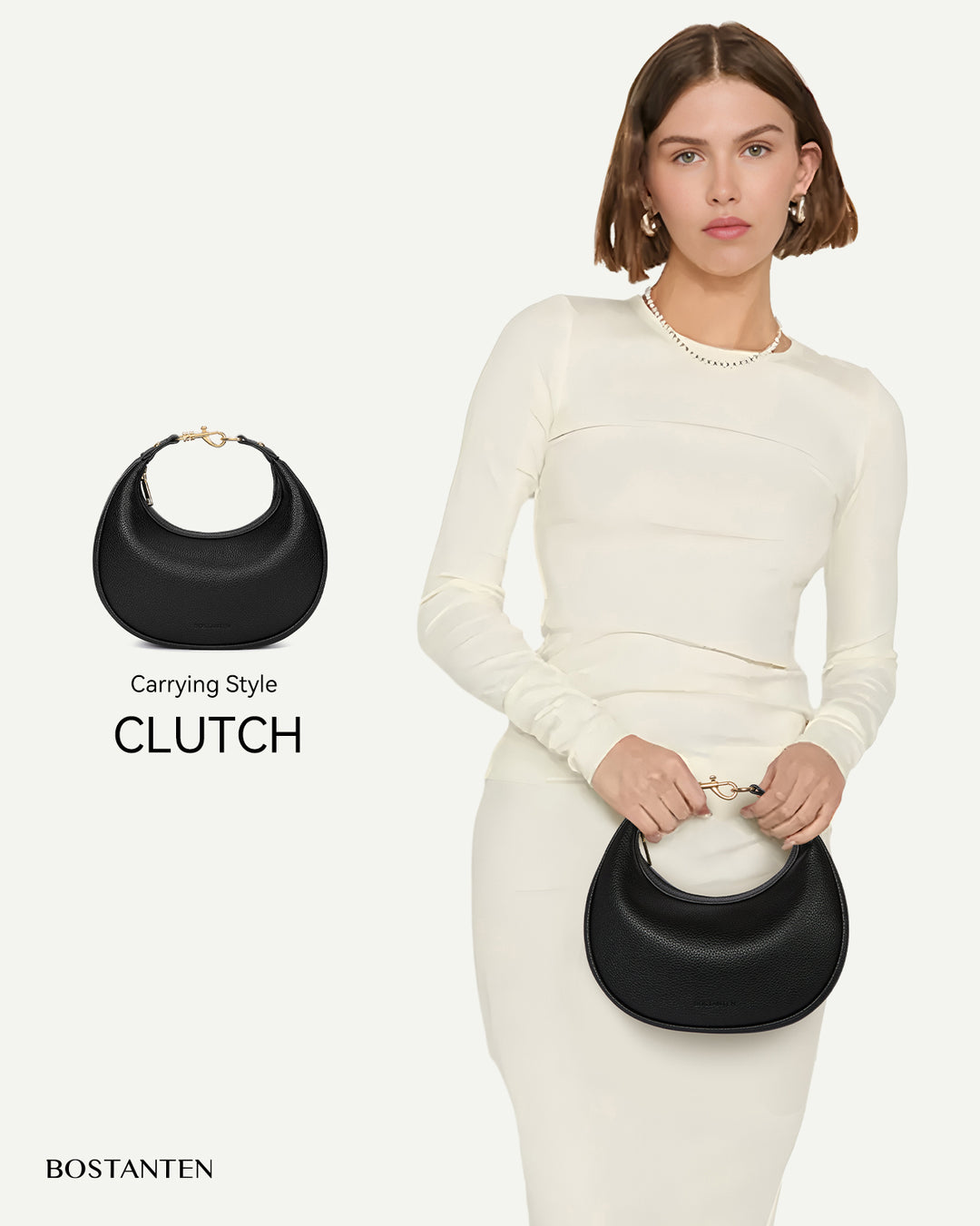 KWELI Crescent Clutch Handbag — Removable Shoulder Strap