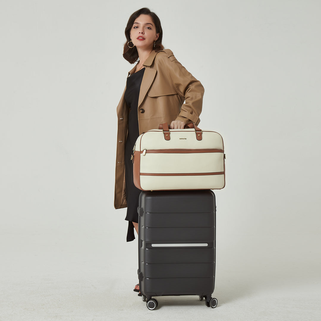 Weekender Bag Travel Bag With Suitcase Sleeve Leather Duffle