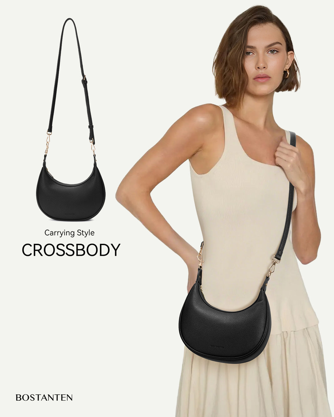 KWELI Crescent Clutch Handbag — Removable Shoulder Strap