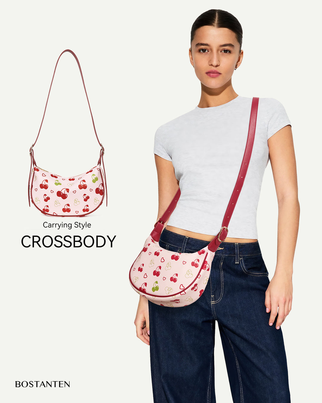 KWELI – Halbmond-Umhängetasche aus gewebtem Leder 