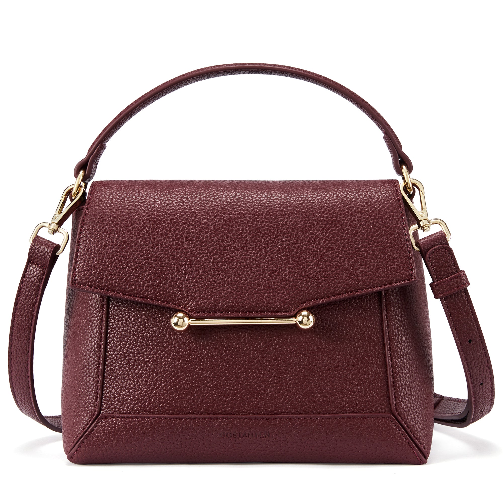 Nevin Small Top Handle Leather Crossbody Satchel with Flap