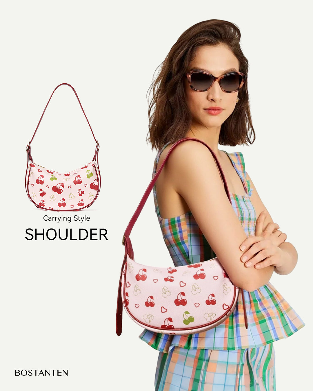 KWELI – Halbmond-Umhängetasche aus gewebtem Leder 