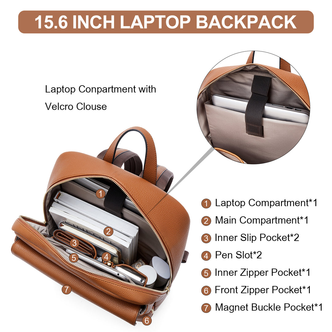 7 best women's laptop backpack for work Sleek Women's 15.6" Laptop Leather Backpack