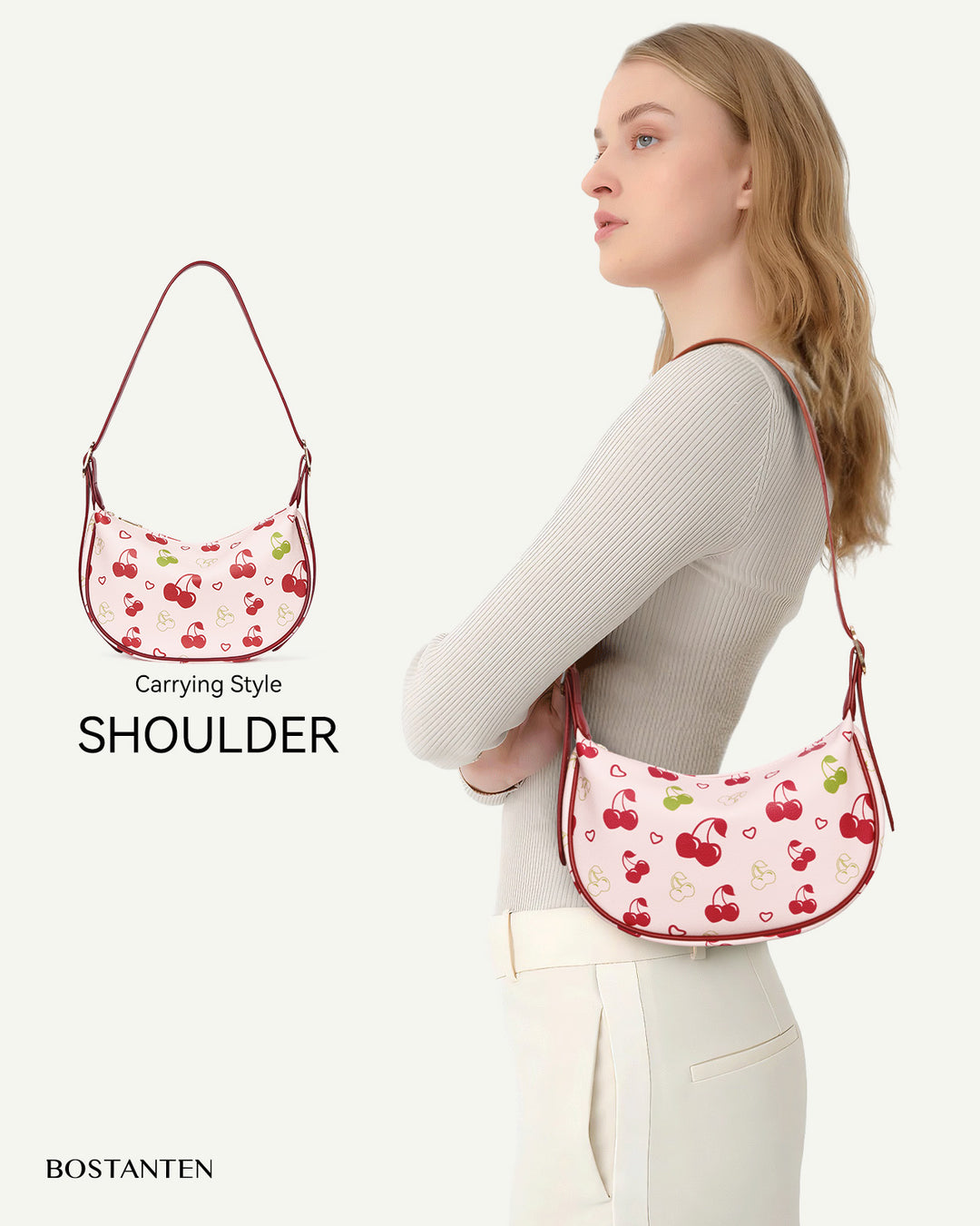 KWELI – Halbmond-Umhängetasche aus gewebtem Leder 