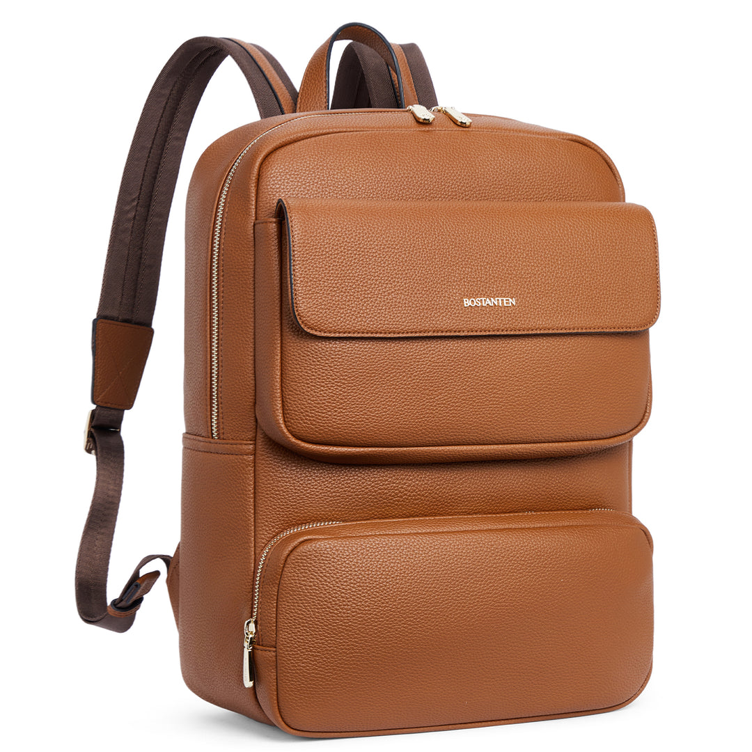Sleek Women's Laptop Leather Backpack BOSTANTEN