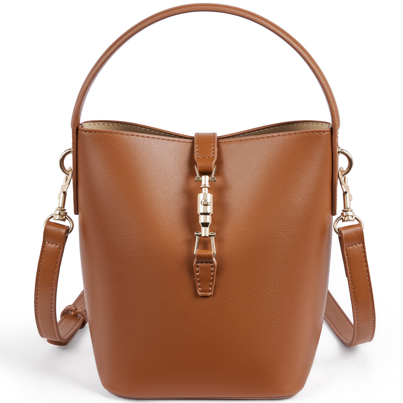Harper Jones Bucket Shoulder Bag – Gold Clasp Crossbody – BOSTANTEN