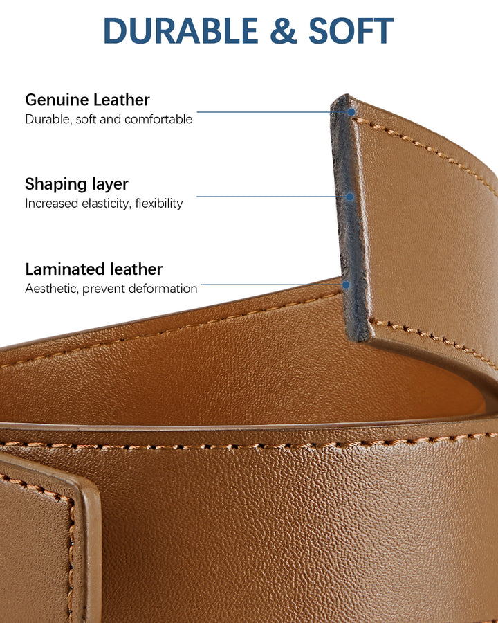 BOSTANTEN Ratchet Leather Belt For Men with Adjustable Buckle, Trim to Fit —Skeleton