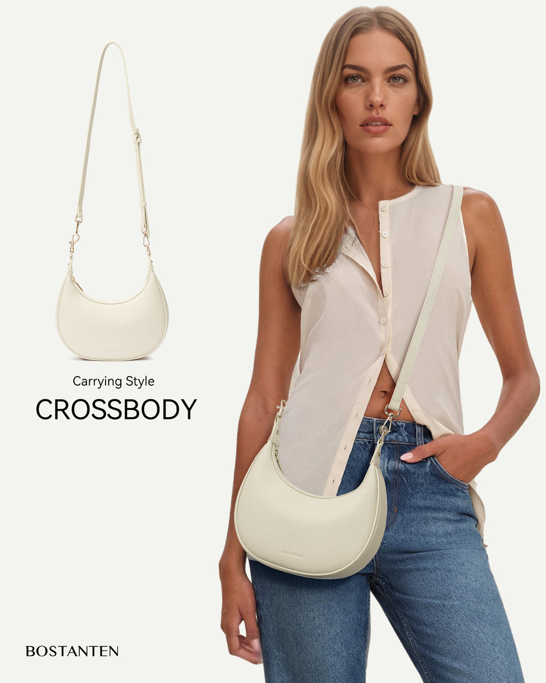 KWELI Crescent Clutch Handbag — Removable Shoulder Strap