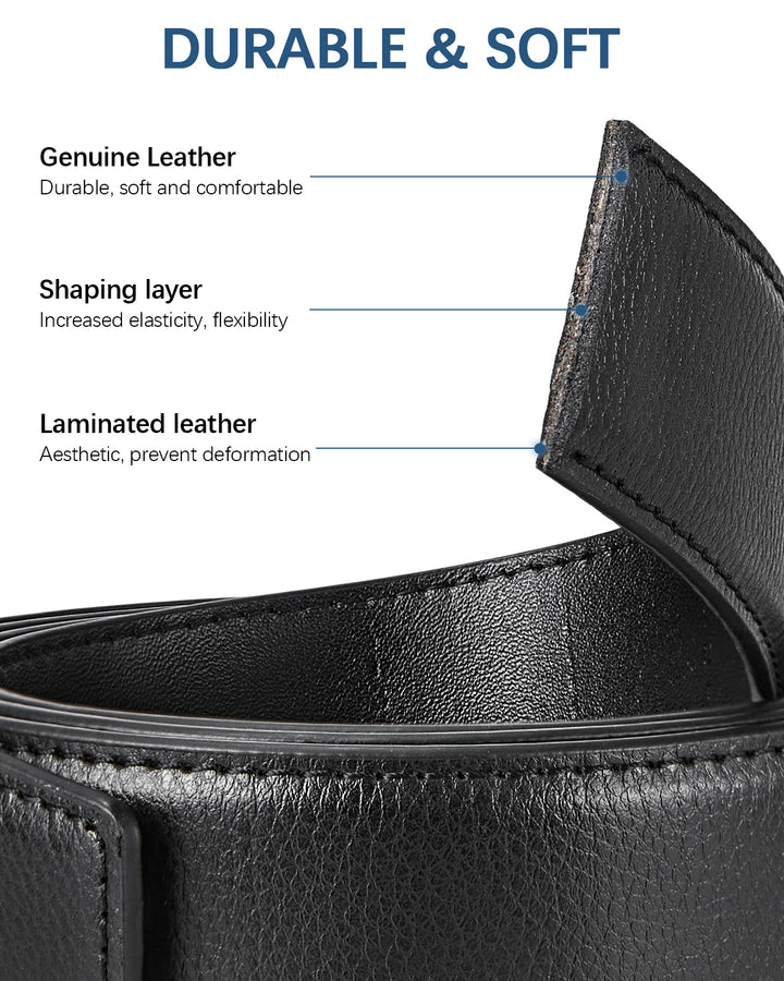BOSTANTEN Ratchet Leather Belt For Men with Adjustable Buckle, Trim to Fit —Skeleton