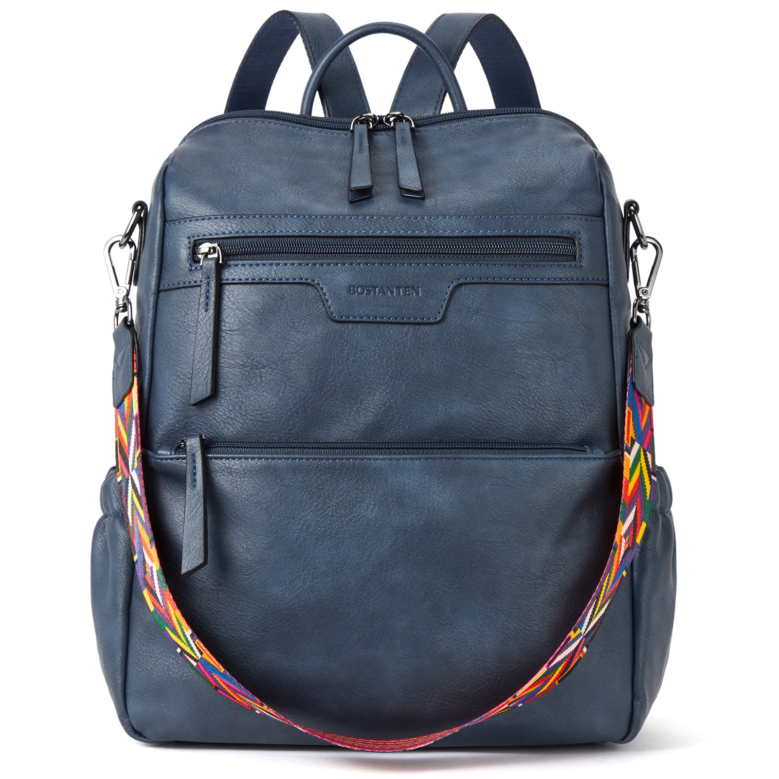 Nombongo Waterproof Leather Backpack with Colorful Convertible