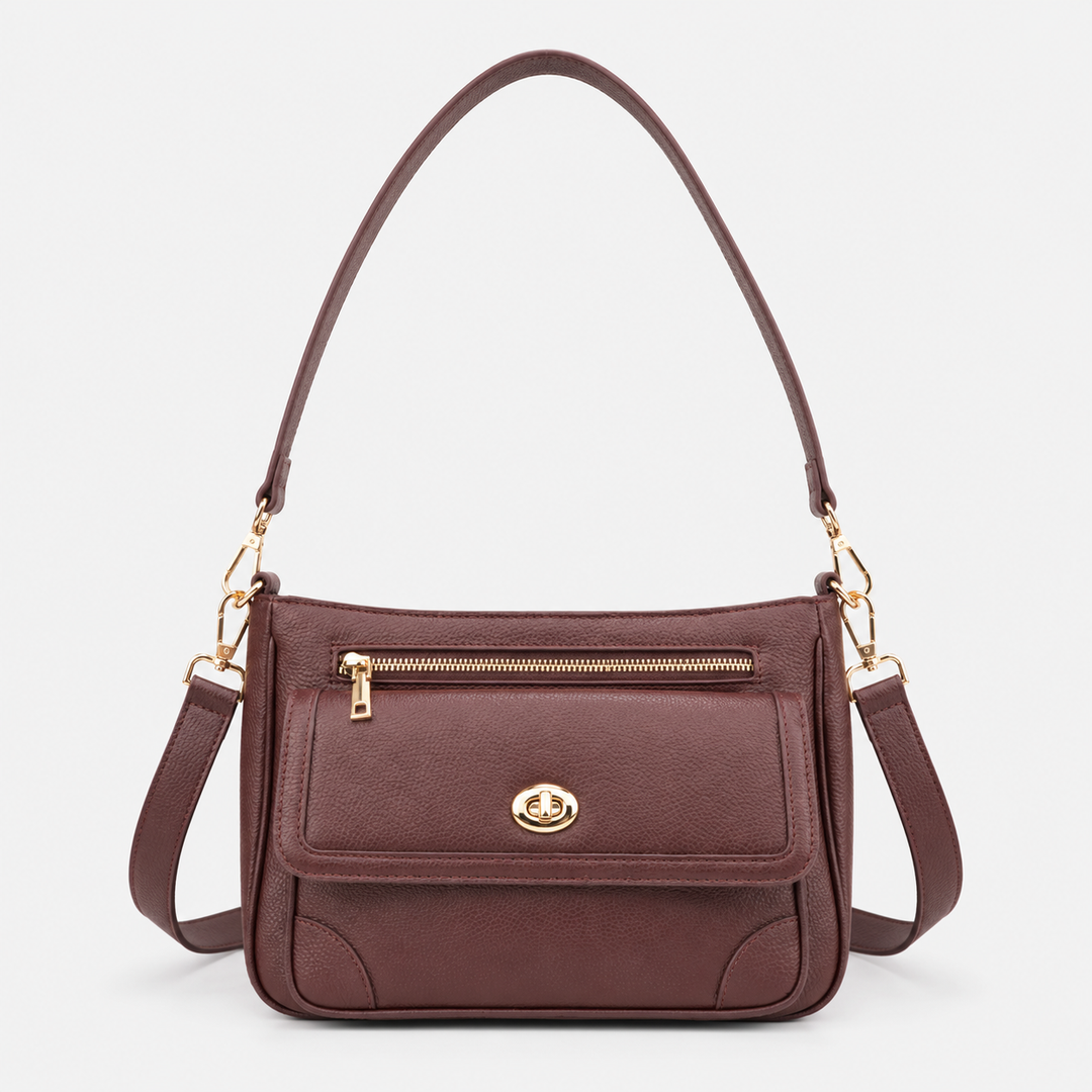 Turn Lock Flap Messenger Crossbody - Pebbled Leather