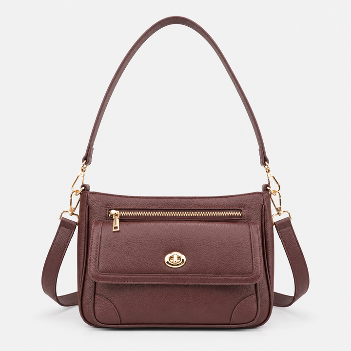 Turn Lock Flap Messenger Crossbody - Pebbled Leather