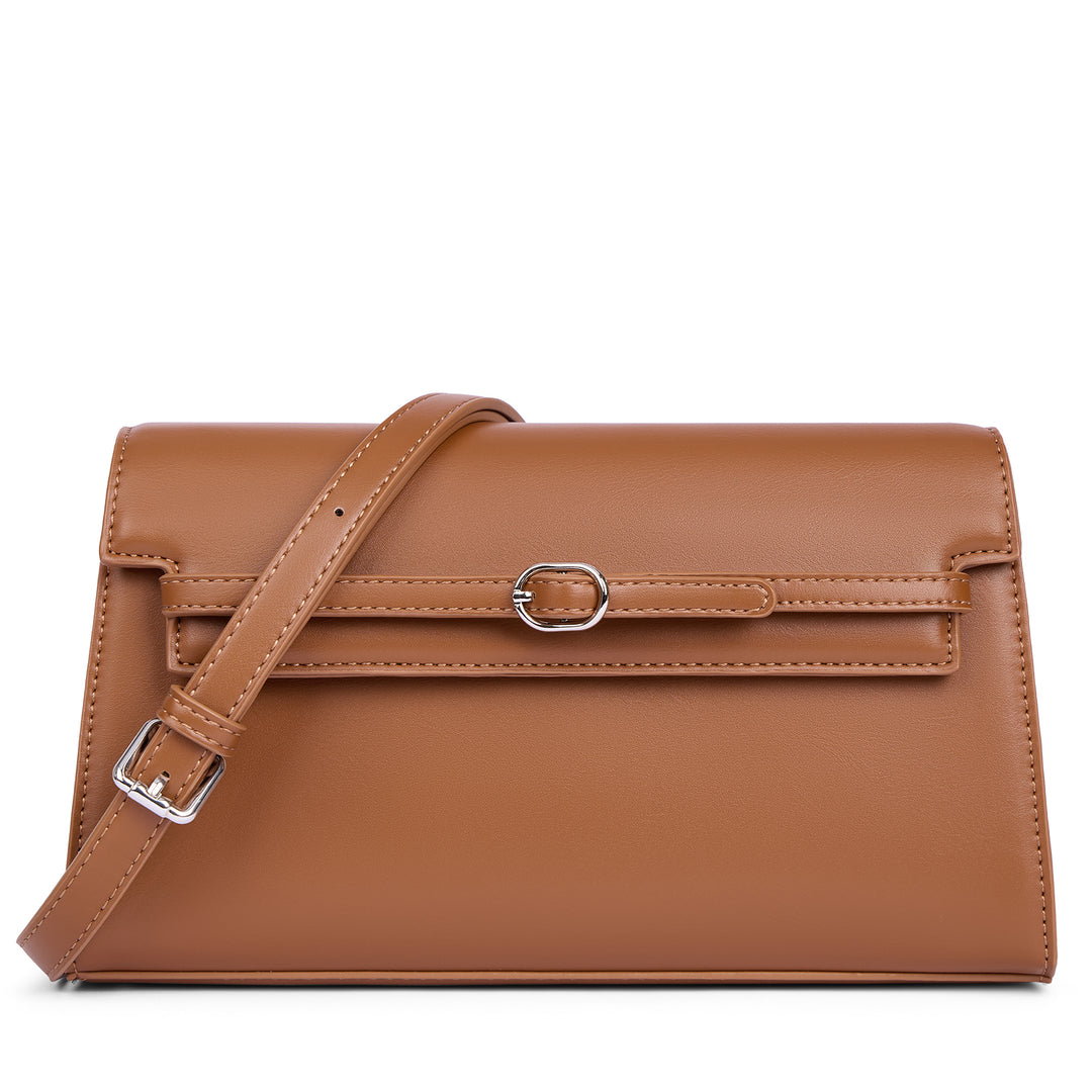Kweli Belted Elegance Leather Shoulder Bag