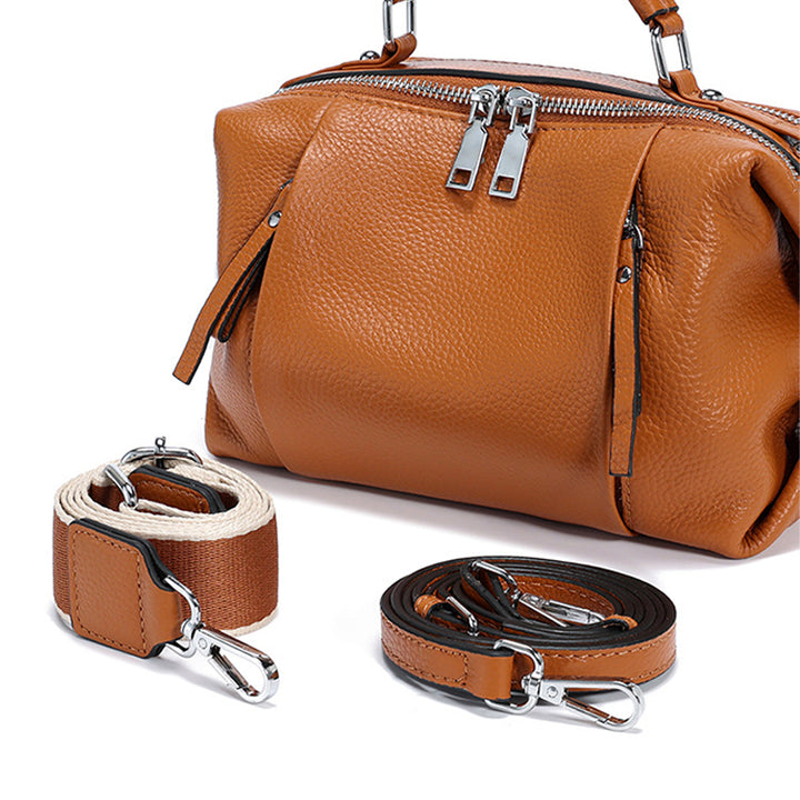 Nevin Genuine Leather Relaxed Boston Handbag